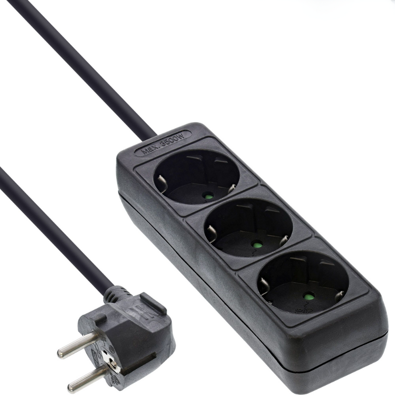 Stekkerdoos 3 voudig zwart