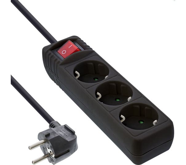 Stekkerdoos 3 voudig zwart schakelaar