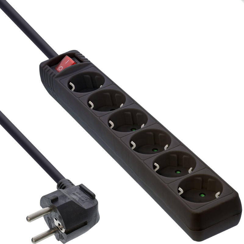 Stekkerdoos 6 voudig met schakelaar