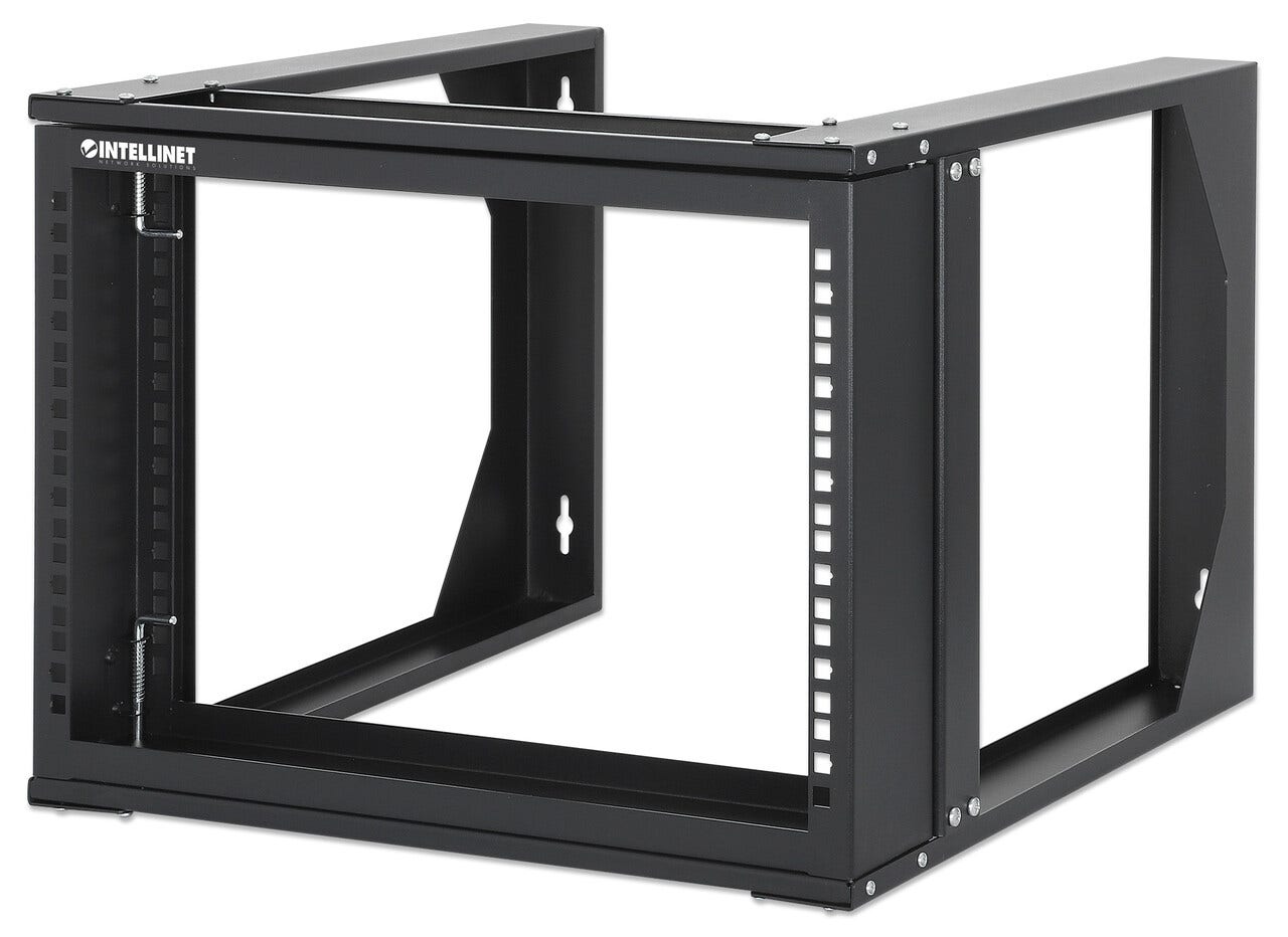19" Wall Mount Open Frame Rack 6U H360xW500xD450 mm, flatpack Intellinet 716178 Black 